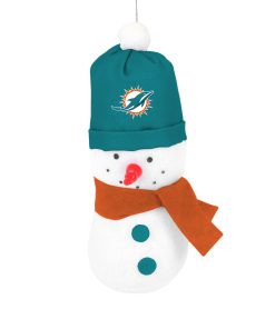 Miami Dolphins 3.5 Plush Snowman Ornament