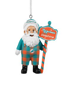 Miami Dolphins Santa Overalls Ornament