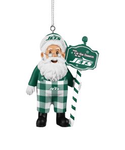 New York Jets Santa Overalls Ornament