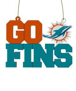 Miami Dolphins Wooden Slogan Cut Out Ornament