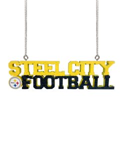 Pittsburgh Steelers Wooden Slogan Cut Out Ornament