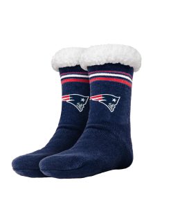 New England Patriots Stripe Logo Tall Footy Slipper Socks