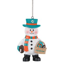 Miami Dolphins Snowman Basket Ornament