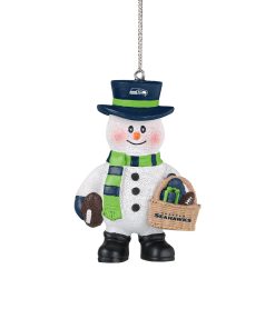 Seattle Seahawks Snowman Basket Ornament
