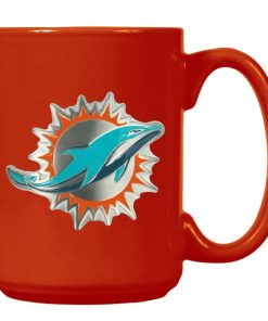 Miami Dolphins 15oz. Metal Emblem Logo Ceramic Mug