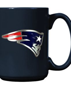 New England Patriots 15oz. Metal Emblem Logo Ceramic Mug