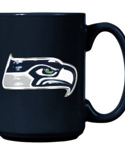 Seattle Seahawks 15oz. Metal Emblem Logo Ceramic Mug