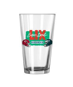 Philadelphia Eagles v. Kansas City Chiefs Super Bowl LIX 16oz Pint Glass - Dueling