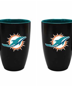 Miami Dolphins 22oz Black Latte Mug with Inner Color