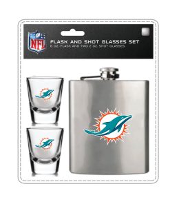 Miami Dolphins Flask & Shot Gift Set