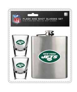New York Jets Flask & Shot Gift Set