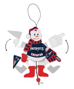 New England Patriots Wooden Snowman Cheer Ornament