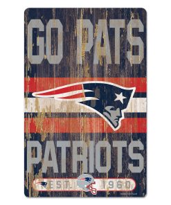 New England Patriots 11 x 17 Slogan Wood Sign