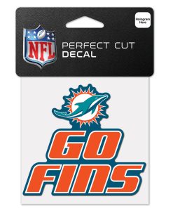 Miami Dolphins 4 x 4 Slogan Logo DieCut Decal