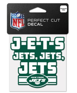 New York Jets 4 x 4 Slogan Logo DieCut Decal