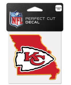 Kansas City Chiefs 4 x 4 State Logo DieCut Decal
