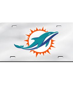 Miami Dolphins Laser Engraved License Plate - Mirror Silver