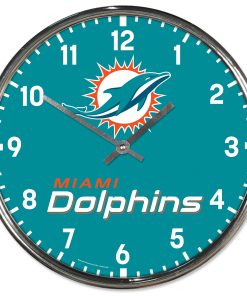 Miami Dolphins Round Chrome Clock