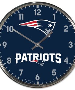 New England Patriots Round Chrome Clock