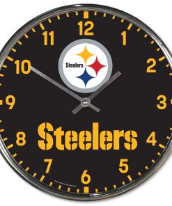 Pittsburgh Steelers Round Chrome Clock