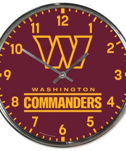Washington Commanders Round Chrome Clock