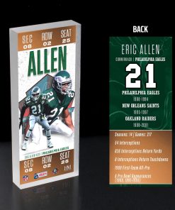 Eric Allen Eagles Pro Football Hall of Fame Class of 2025 Ticket 3D Acrylic Block